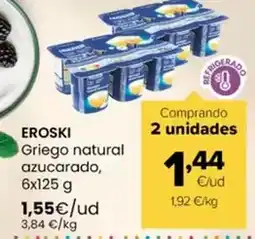 Autoservicios Familia Eroski - griego natural azucarado oferta