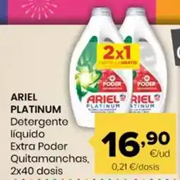 Autoservicios Familia Ariel platinium - detergente liquido extra poder quitamanchas oferta