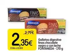 Dialprix Fontaneda - galletas digestive finas chocolate negro o con leche oferta