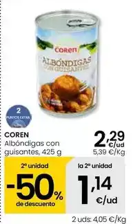 Eroski Coren - albóndigas con guisantes oferta