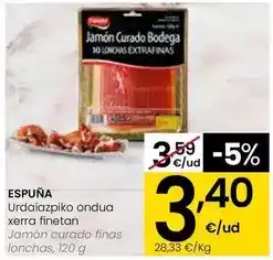 Eroski Espuña - jamón curado finas lonchas oferta
