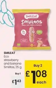 Eroski Smileat - eco strawberry and banana smilitos oferta