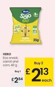 Eroski Hero - eco snack, carrot and corn oferta
