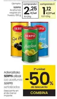 Eroski Serpis - aceitunas negras sin hueso oferta