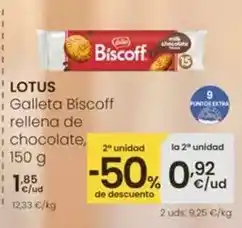 Eroski Lotus - galleta biscoff rellena de chocolate oferta
