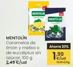 Eroski Mentolin - caramelos de limon y melisa o de eucaliptus sin azucar oferta
