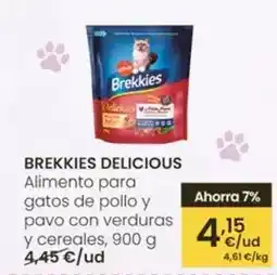 Eroski Brekkies delicious - alimento para gatos de pollo y pavo con verduras y cereales oferta