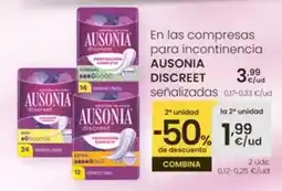 Eroski Ausonia - en las compresas para incontinencia discreet oferta