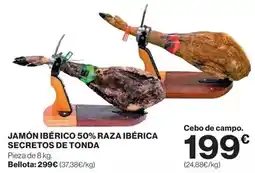 El Corte Inglés Bellota - jamón ibérico 50% raza ibérica secretos de tonda oferta