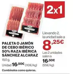 El Corte Inglés Sánchez alcaraz - paleta o jamon de cebo iberico 50% raza iberica oferta