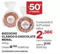 El Corte Inglés El corte inglés - bizcocho clasico o chocolate menal oferta