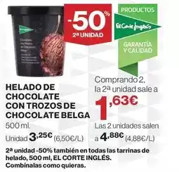 El Corte Inglés Helado de chocolate con trozos de chocolate belga oferta