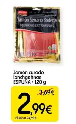 Dialprix ESPUNA Jamón curado lonchas finas oferta