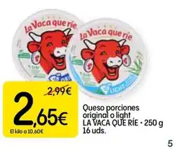 Dialprix LA VACA QUE RIE Queso porciones original o light oferta