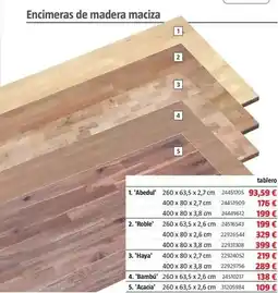 Bauhaus Encimera de madera maciza ''abedul'' oferta