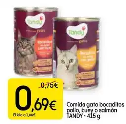 Dialprix TANDY Comida gato bocaditos pollo, buey o salmón oferta