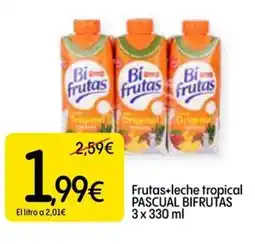 Dialprix PASCUAL Bifrutas frutas+leche tropical oferta