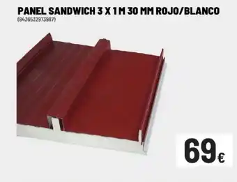 Panel sandwich 3 x 1m 30 mm rojo/blanco
