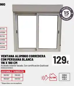 Brico Depôt Ventana aluminio corredera con persiana blanca 116 x 100 cm oferta