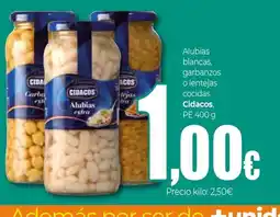 Unide Supermercados CIDACOS Alubias blancas, garbanzos o lentejas cocidas oferta