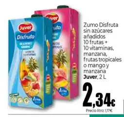 Unide Supermercados JUVER Zumo Disfruta sin azúcares añadidos 10 vitaminas, manzana, frutas tropicales o mango y manzana oferta