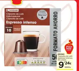 Caprabo EROSKI Càpsules de cafè espresso intenso, 50 unitats oferta