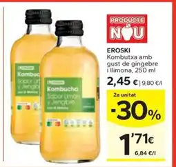 Caprabo EROSKI Kombutxa amb gust de gingebre i llimona oferta