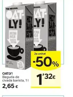 Caprabo OATLY! Beguda de civada barista oferta