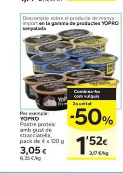 Caprabo YOPRO Postre proteic amb gust de stracciatella, oferta