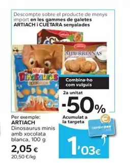 Caprabo ARTIACH Dinosaurus minis amb xocolata blanca oferta