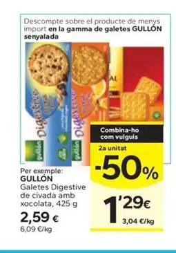 Caprabo GULLÓN Galetes Digestive de civada amb xocolata oferta
