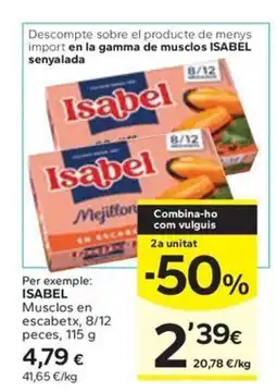 Caprabo ISABEL Musclos en escabetx, 8/12 peces oferta