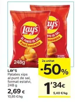 Caprabo LAY'S Patates xips al punt de sal, format estalvi oferta