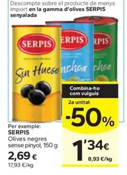 Caprabo SERPIS Olives negres sense pinyol oferta