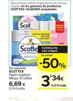 Caprabo SCOTTEX Paper higiènic Mega, 9 rotlles oferta