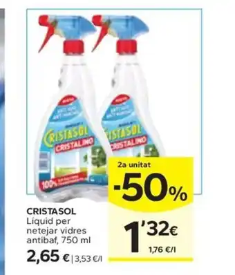 Caprabo CRISTASOL Líquid per netejar vidres antibaf oferta