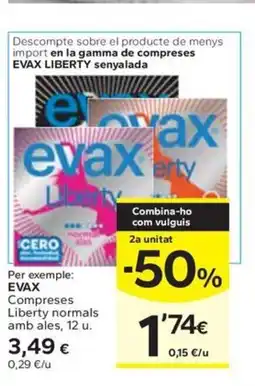 Caprabo EVAX Compreses Liberty normals amb ales oferta