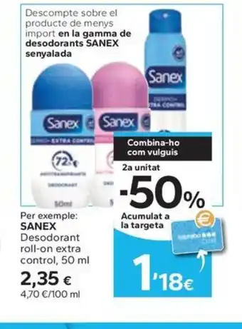 SANEX Desodorant roll-on extra control