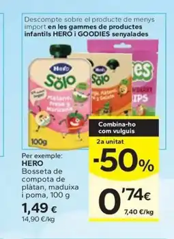 Caprabo HERO Bosseta de compota de plàtan, maduixa i poma oferta