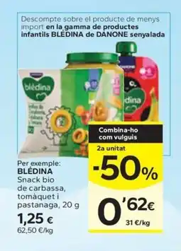 Caprabo BLÉDINA Snack bio de carbassa, tomàquet i pastanaga oferta