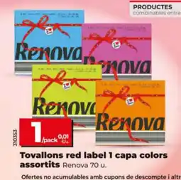 Maxi Dia RENOVA Tovallons red label 1 capa colors assortits oferta