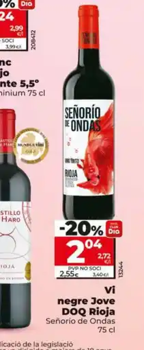 Maxi Dia SEÑORÍO DE ONDAS Vi negre Jove DOQ Rioja oferta