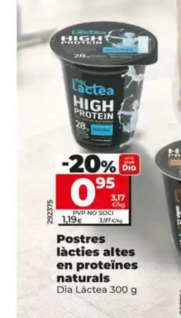 Maxi Dia DIA LÁCTEA Postres làcties altes en proteïnes naturals oferta