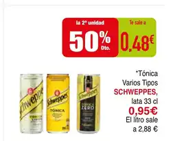 mYm supermercados SCHWEPPES Tónica Varios Tipos oferta