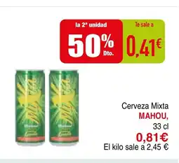 mYm supermercados MAHOU Cerveza Mixta oferta