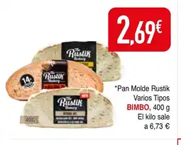 mYm supermercados BIMBO Pan Molde Rustik Varios Tipos oferta