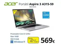 Ecomputer Acer - portatil aspire 3 a315-59 oferta