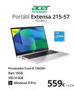 Ecomputer Acer - portatil extensa 215-57 oferta