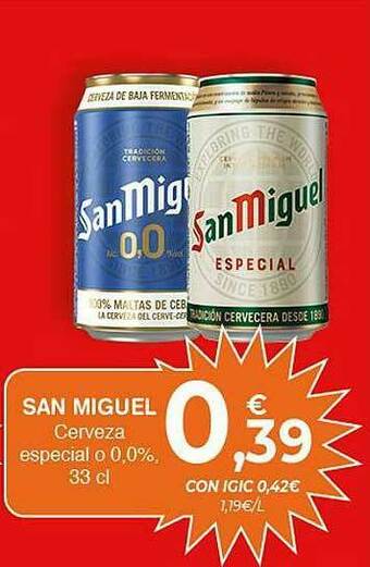 CashDiplo San Miguel Cerveza Especial O 0.0% oferta