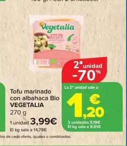Carrefour VEGETALIA Tofu marinado con albahaca Bio oferta